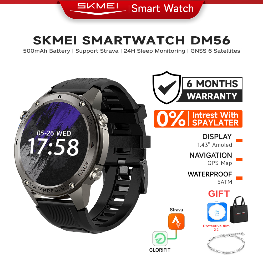 SKMEI DM56 Dual Band GPS Smart Watch Man 5ATM Waterproof 1.43" 60Hz AMOLED Display Outdoor Sport Fitness Tracker for Men
