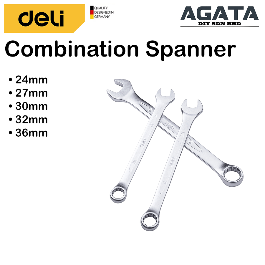 Deli Combination Spanner (Size: 24mm - 36mm) DL140024L - DL140036L ...