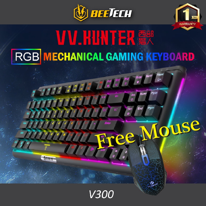 VV.HUNTER V300 RGB Mechanical Gaming Keyboard (Free mouse) | Shopee ...