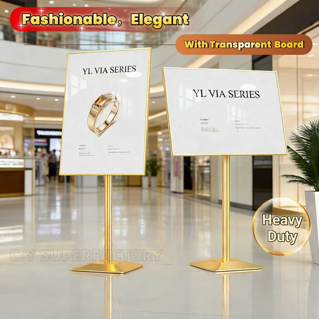 Poster Display Stand Golden Signboard Advertising Stand Metal Heavy ...