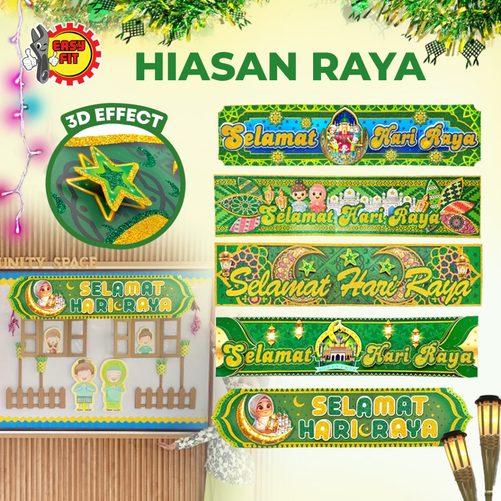 Hari Raya Sticker Wall Decoration Ceiling Glitter Hanging Deco Rumah ...