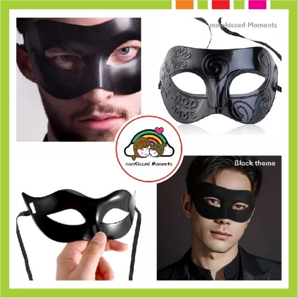 Stock Black Men Classic Party Mask Halloween Masquerade Mask Topeng  | Shopee Malaysia