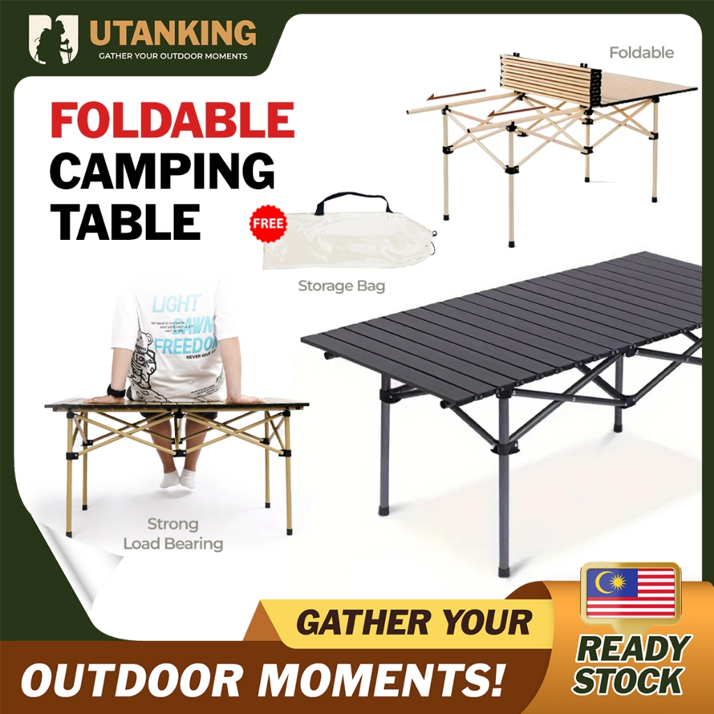 UtanKing™ Foldable Camping Table Egg Roll Meja Makan Outdoor Picnic BBQ ...
