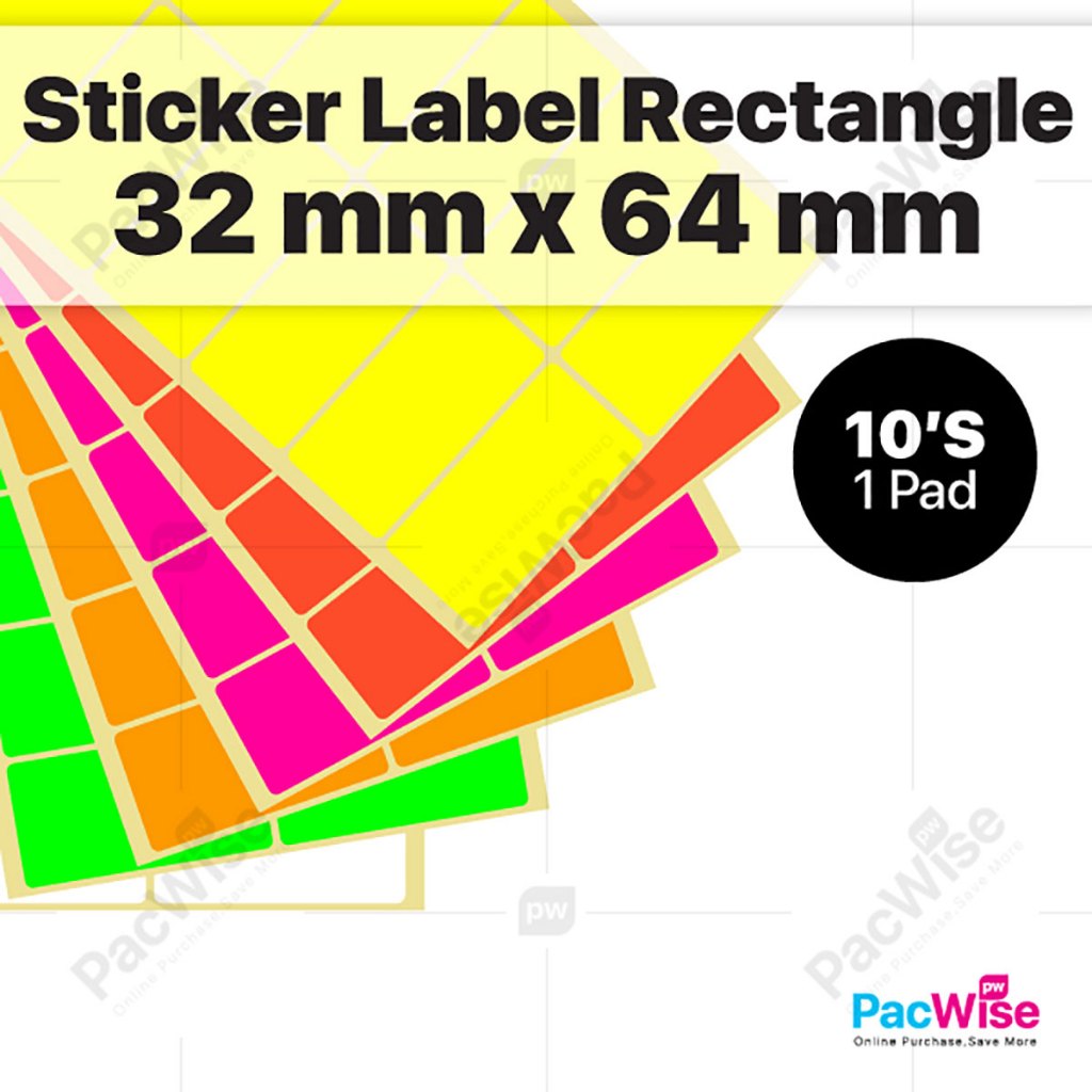Rectangle Sticker Label / Label Pelekat Segi Empat / Sticker Label 32mm ...