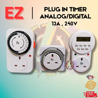 EZ-Switch Timer 24 Hours 13A Segment Plug In Timer Analog / Digital 3 ...