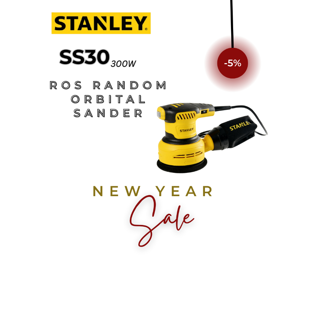 Ponceuse Orbitale Aléatoire Stanley SS30 – 300W, Vitesse Variable, 125mm, 220-240V