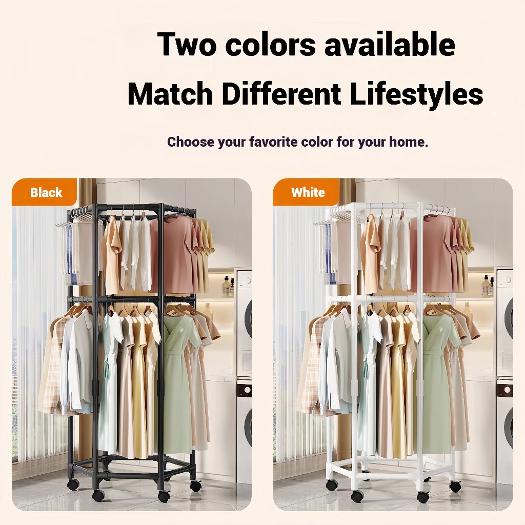 Heavy-Duty Stainless Steel Clothes Drying Rack Hexagonal Hanger Double ...