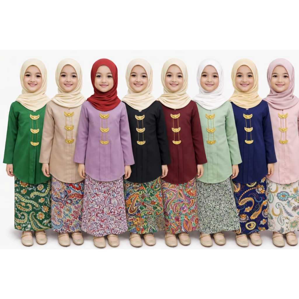 Baju Kurung Kanak-Kanak Moden Set Kebaya Budak Perempuan Soft Cotton ...