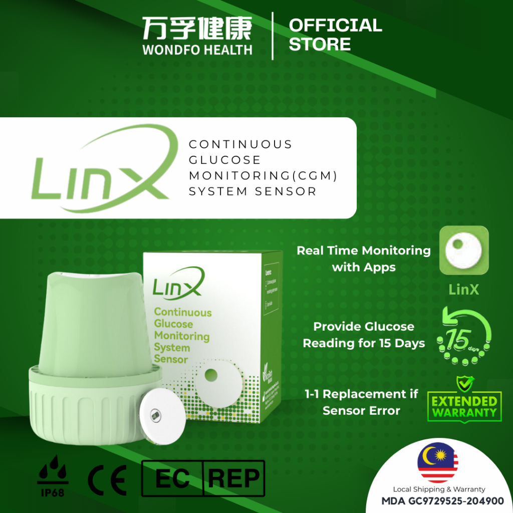 LinX CGM Continuous Glucose Monitoring 15 Days 24 Hours Every 1 minute ...