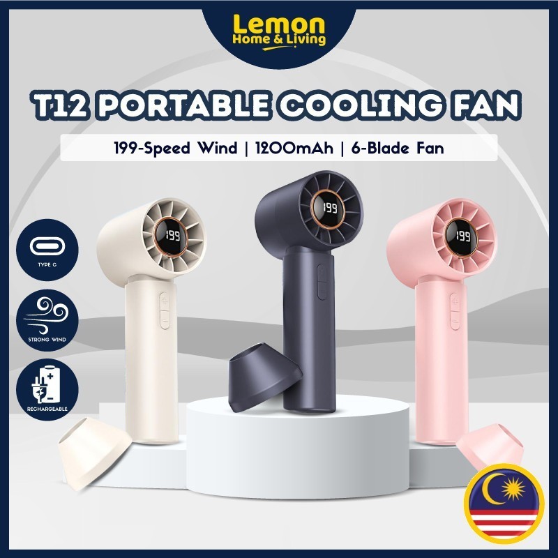 T12 Mini Handheld Fan 4000mAh Rechargeable Turbo Portable Fan with 199 ...