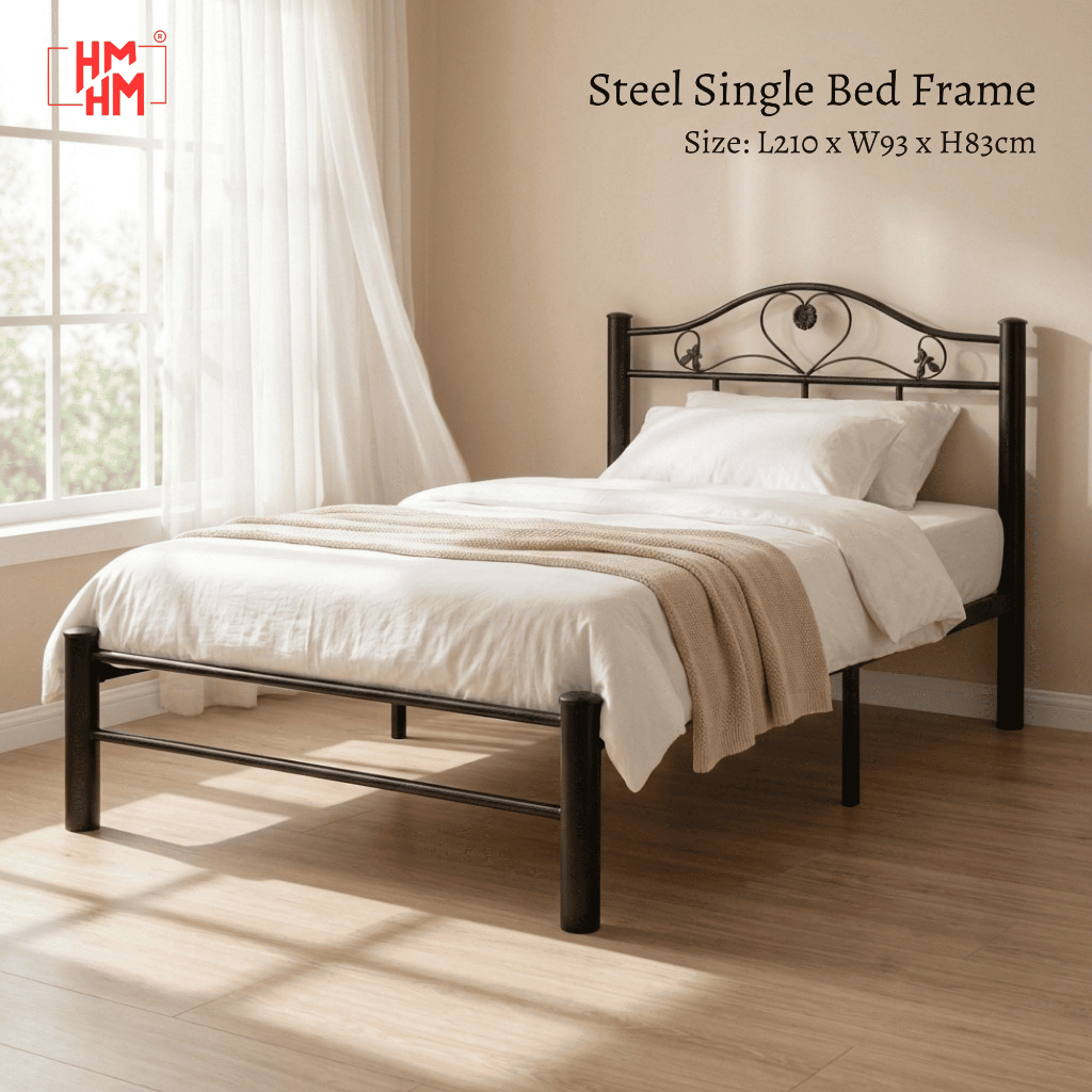 【🔥Cheapest Shipping】HM Home 210cm Single Bed Frame/Metal Bed/Bedroom ...