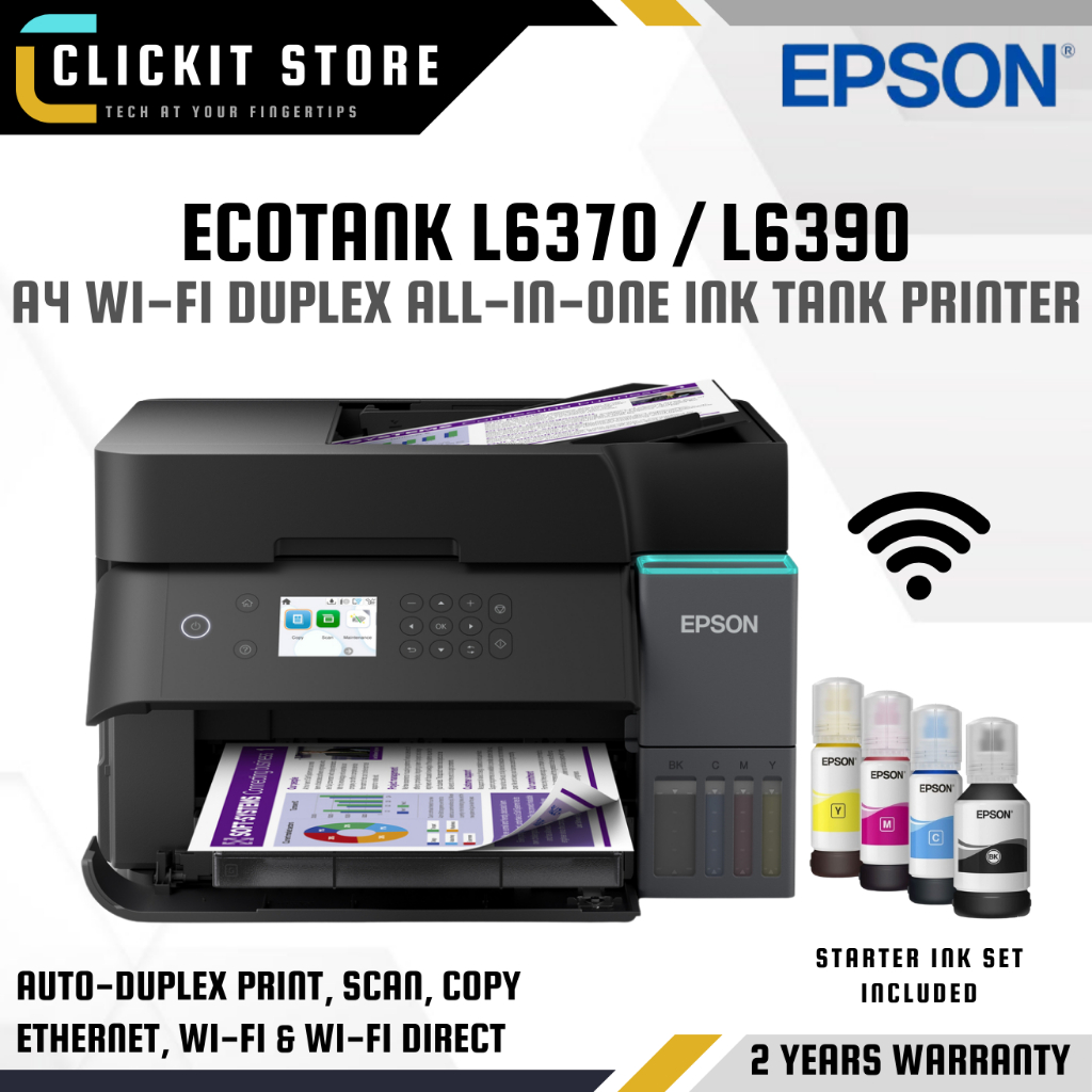 EPSON EcoTank L6370 / L6390 A4 Wi-Fi Duplex All-in-One Ink Tank Printer ...