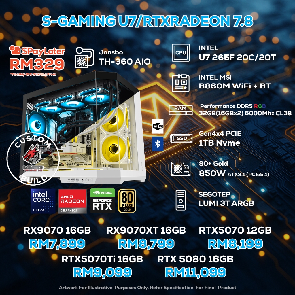 DOTATECH S-GAMING U7/RTXRADEON 7.8 - CUSTOM PC GAMING PACKAGE U7 265F ...
