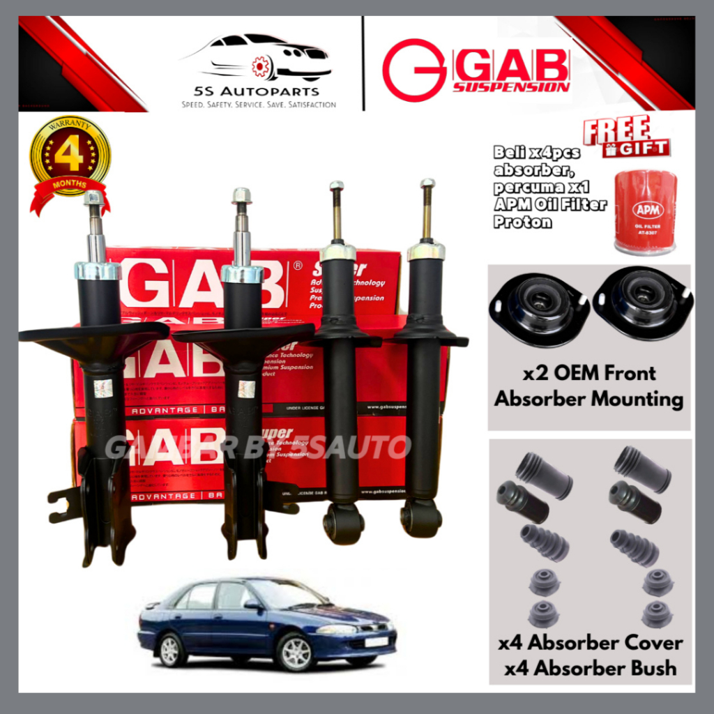 GAB Proton Wira SE Front (Depan) & Rear (Belakang) Gas Shock Absorber ...
