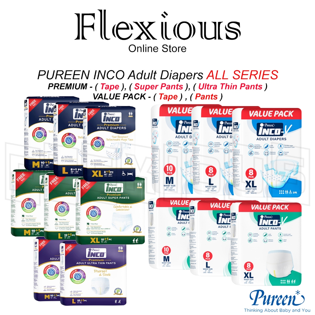 *PUREEN* INCO-V and INCO Premium Adult Diapers ( Tape ), ( Pants ...