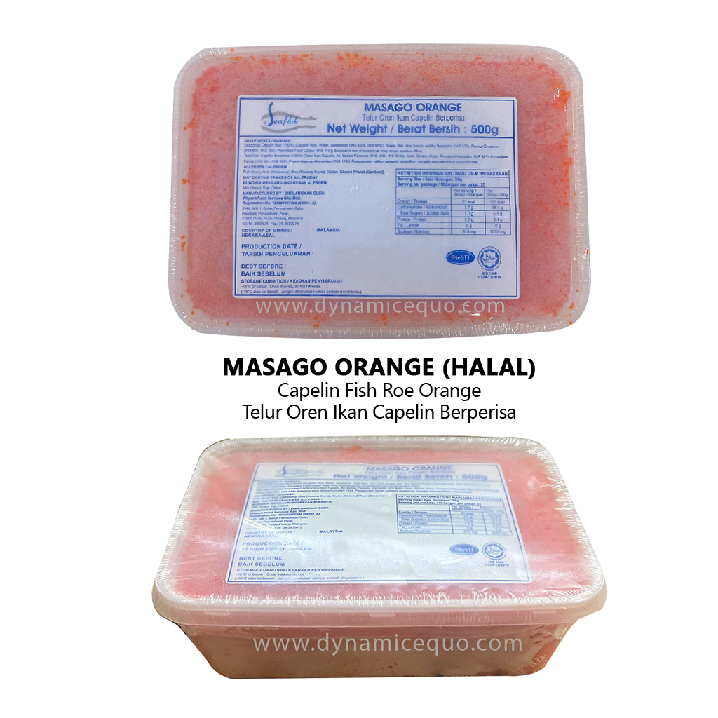 [Frozen] Ebiko Masago Orange Green 500G Halal Seasoned Capelin Roe ...