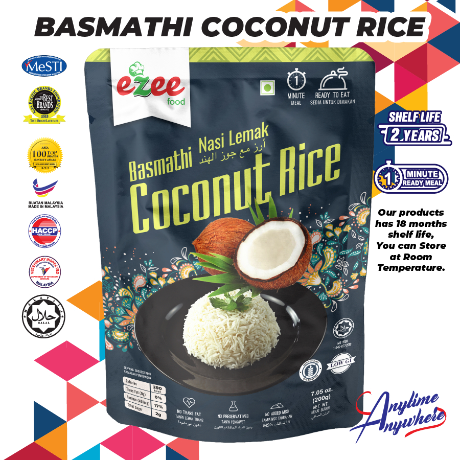 EZEEFOOD NASI LEMAK BASMATHI /BASMATHI COCONUT RICE 200G (LOW GI ...