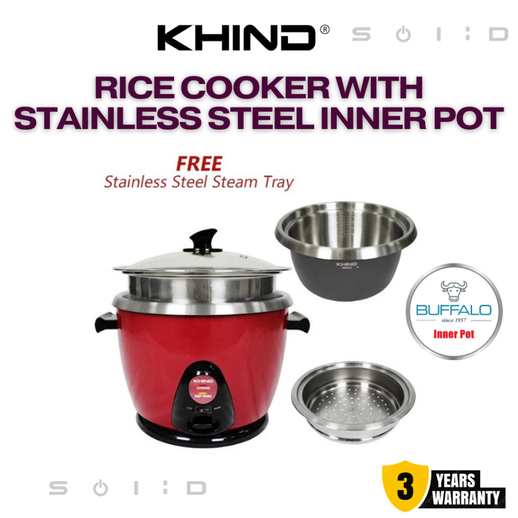 KHIND Anshin Rice Cooker with stainless steel inner pot, RC110M ...