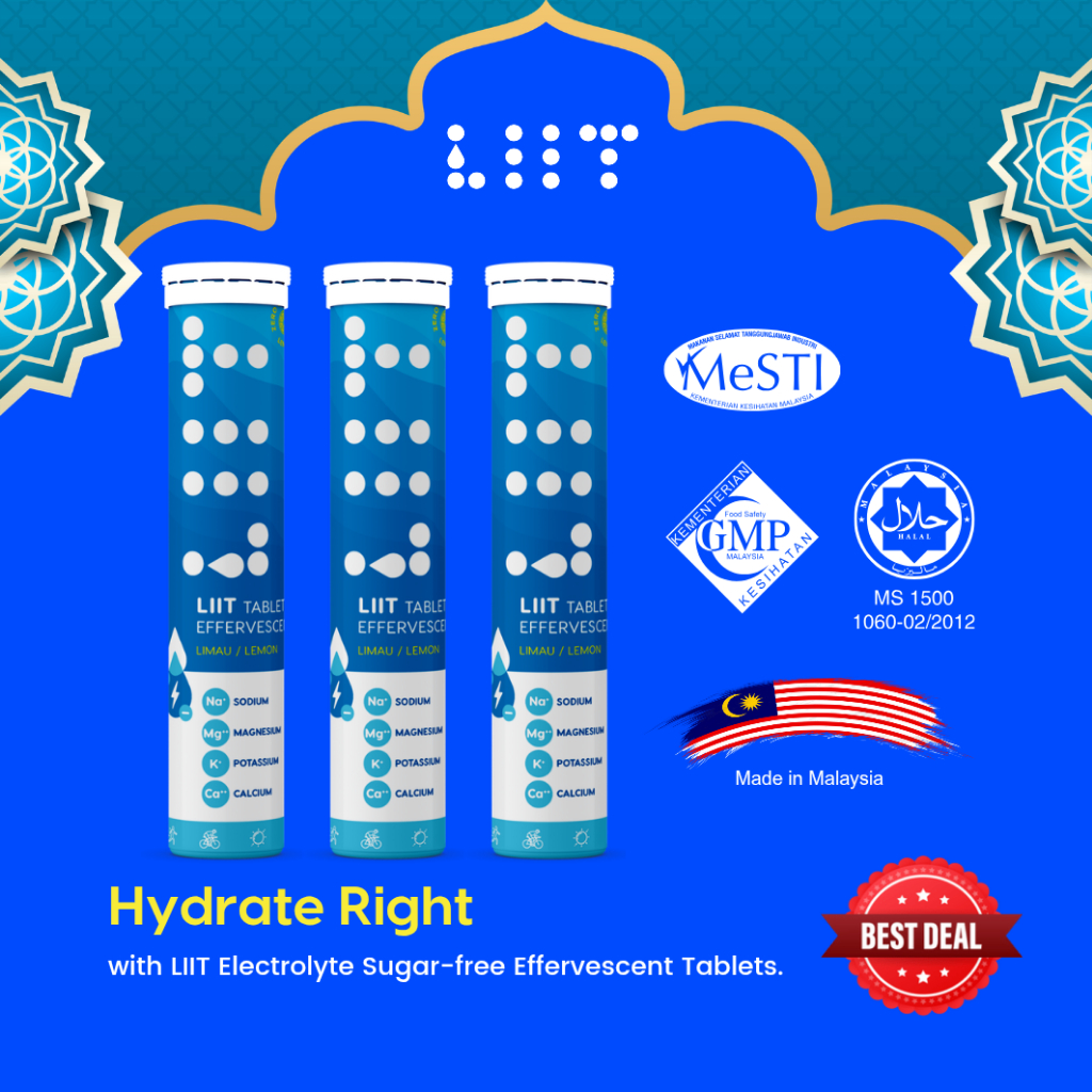 LIIT Hydration Effervescent Tablet Lemon Lime Electrolytes 3-Pack ...