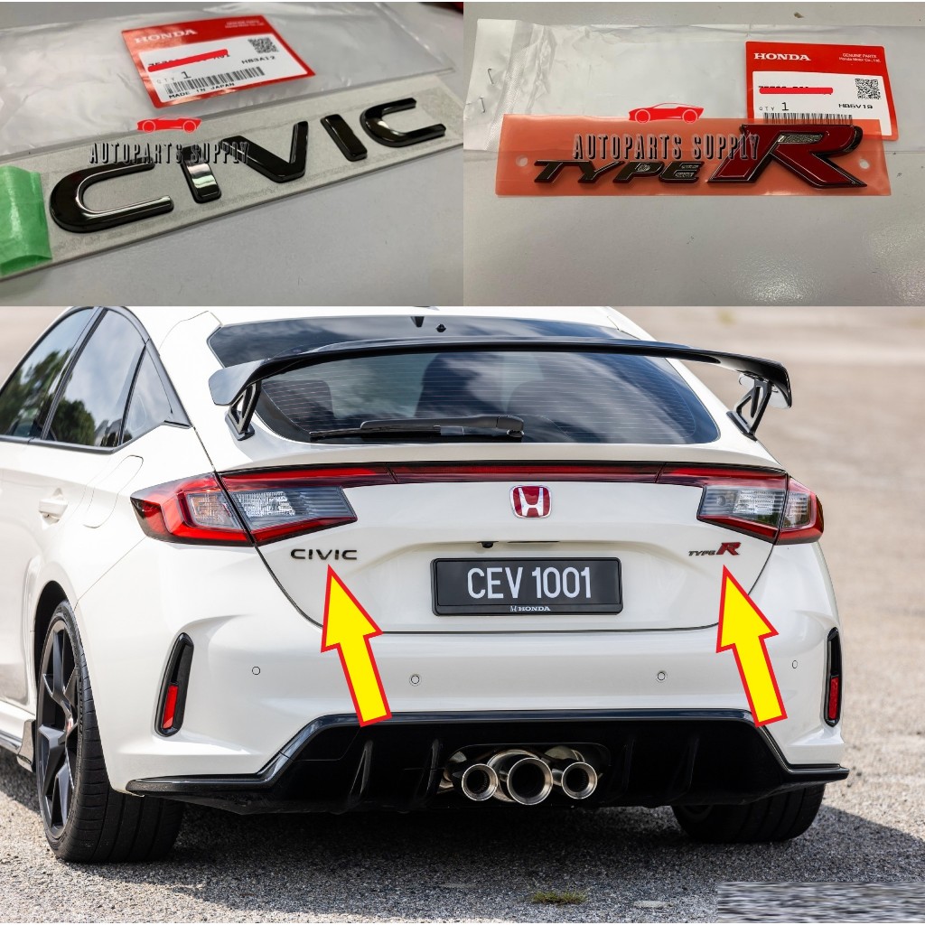 ORIGINAL HONDA CIVIC TYPE R FL5 FE 2023 - 2025 REAR BONNET CIVIC EMBLEM ...