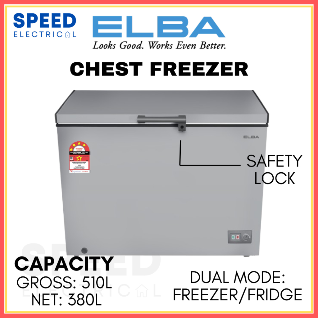 [SABAH ONLY] ELBA FREEZER 510L/380L EF-F5138 CHEST FREEZER ICE BOX BEKU ...