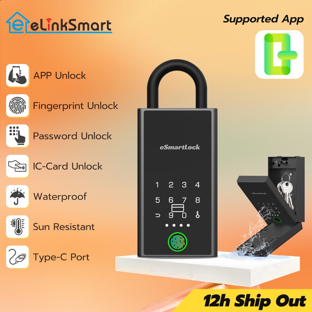 elinksmart Smart Lock Box Fingerprint APP Bluetooth Electronic Key Safe ...