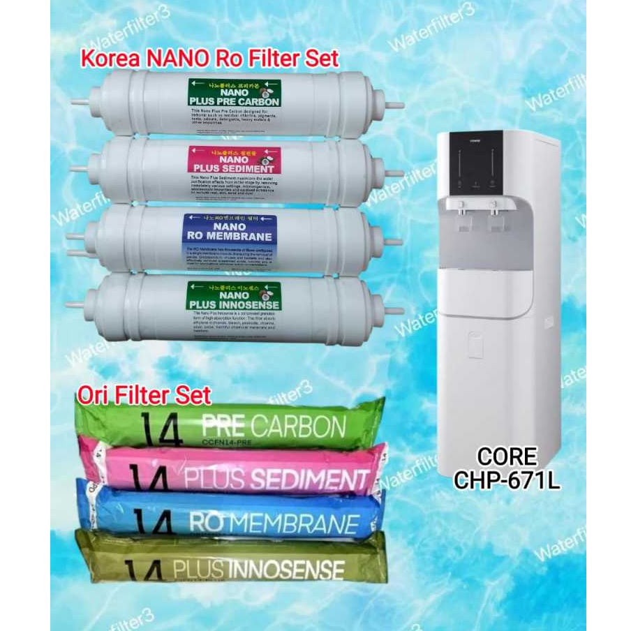 Coway 14 Ori Filter & 14 OEM Korea NANO RO Filter for Core CHP-671L ...