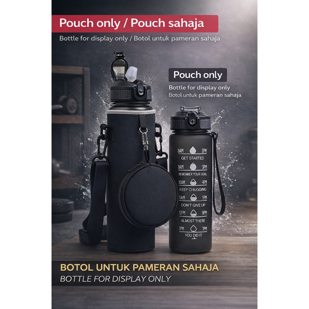 1-Litre Drinking Bottle Cover Pouch With Hand Strap Water Bottle Cover ...