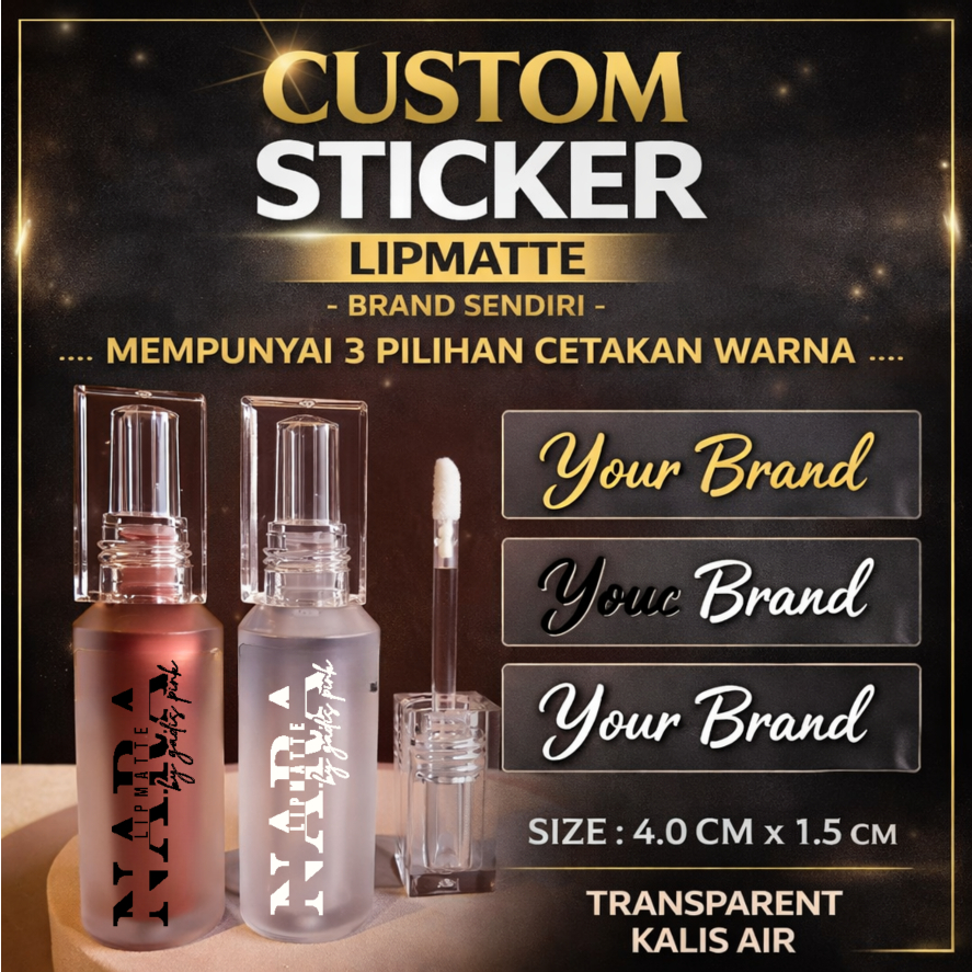 Sticker transparent liptint lipmate produk pewangi perfume label size ...