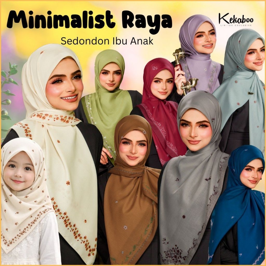 Kekaboo Tudung Bawal Sedondon Raya Budak Dewasa Minimalist Raya 2026 ...