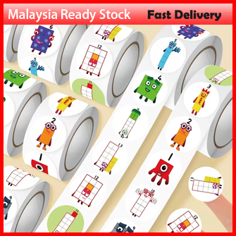 500pcs Number Blocks Sticker Sheet | Self-adhesive, Round Shape, Mixed Color for Stationery, Laptop, Luggage, Phone Case