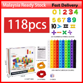 118pcs Number Blocks Math Cubes STEM Toy Learning Math Games for Kids Home School Supplies Birthday Part