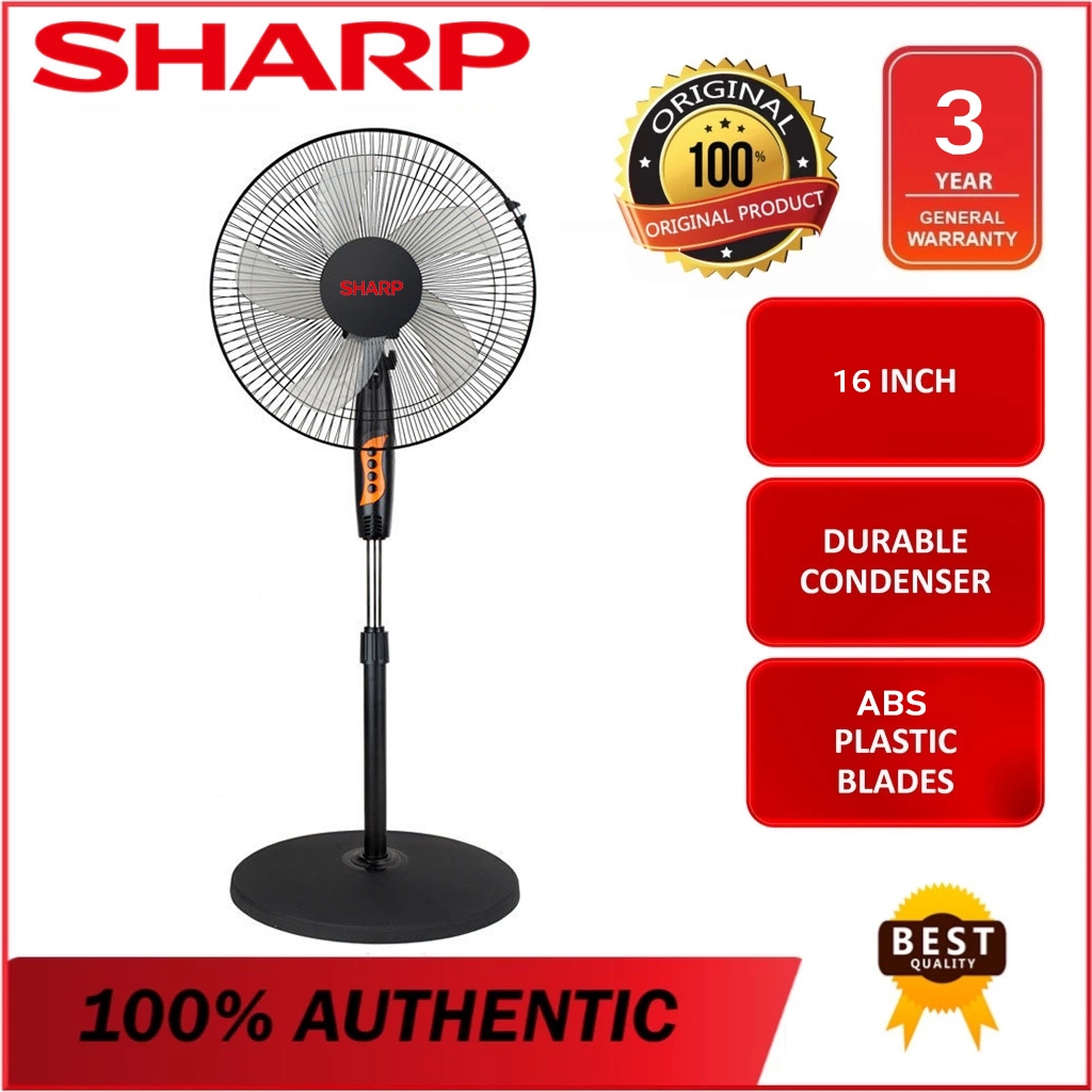SHARP Stand Fan Silent Standing Mechanical Fan 16-inch floor fan 3 ...