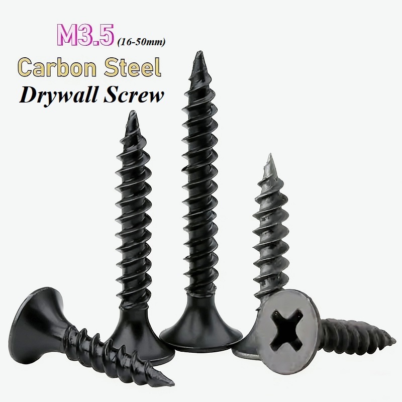 #6 (1 Box) Black Dry Wall Screw Driving Countersunk Flat Head Skru Kayu ...