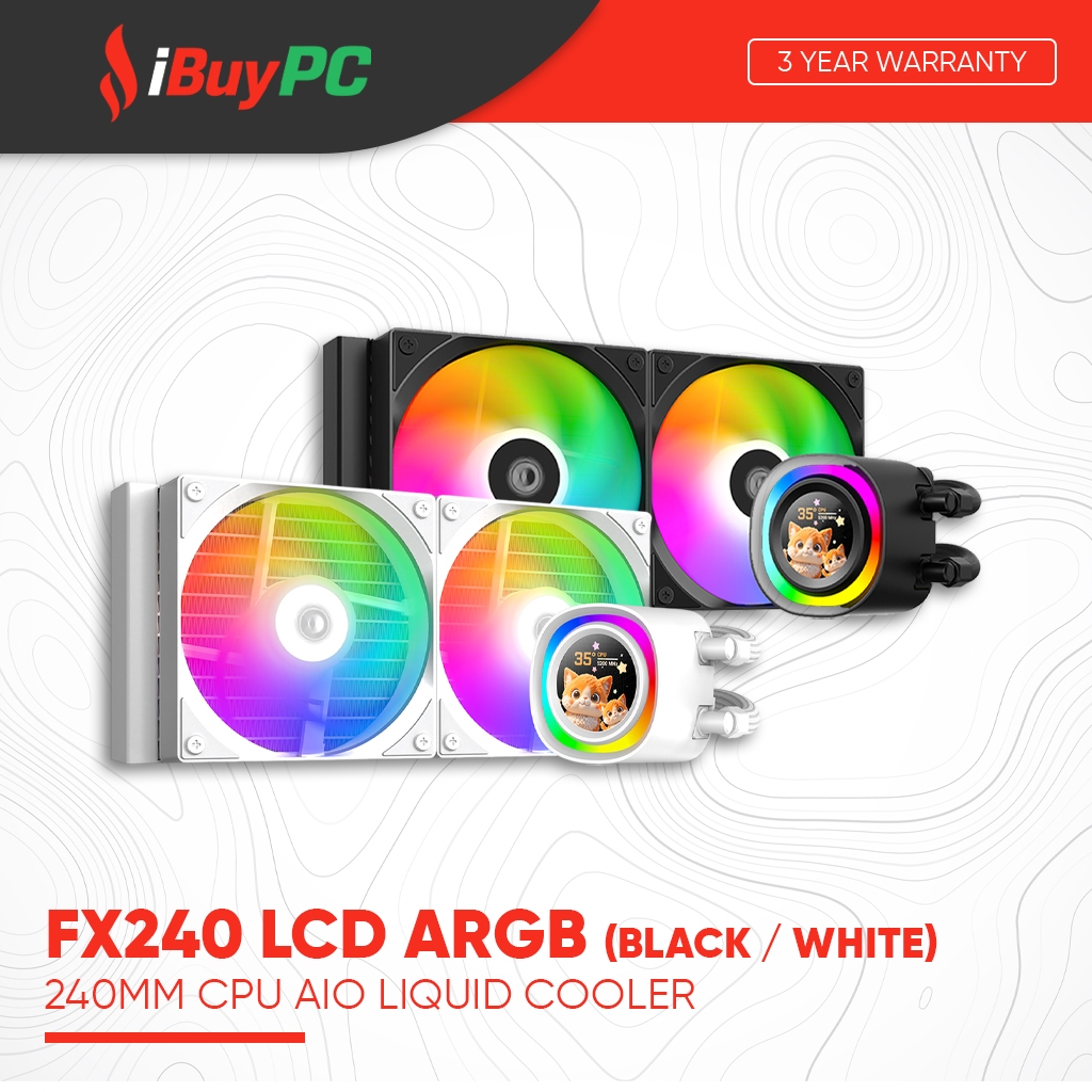 ID-COOLING FX240 LCD ARGB 240mm CPU AIO Liquid Cooler (Black / White ...