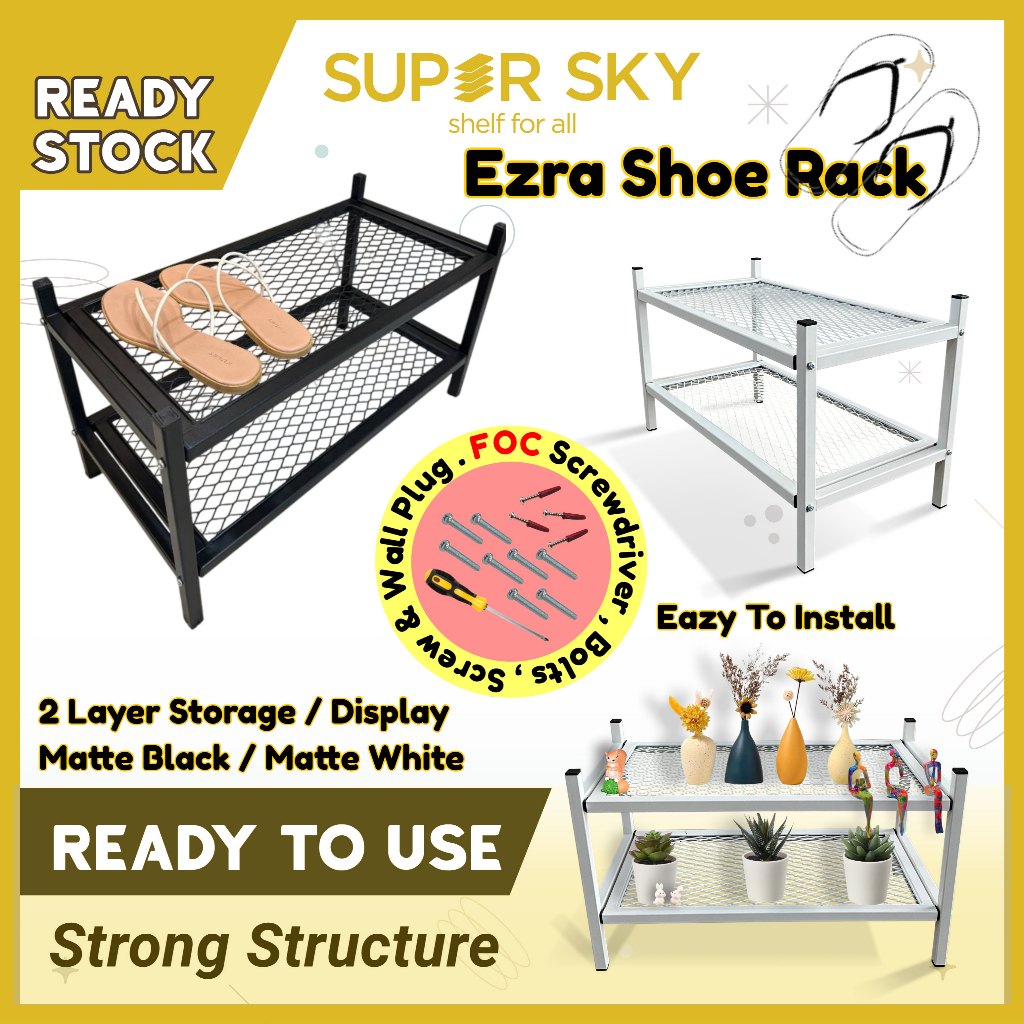 Shoes Rack 60 Cm - Multifunctional Display Rack \ Rak Kasut Besi Ezra ...