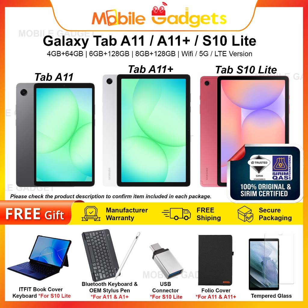 Samsung Galaxy Tab A11 | Tab A11+ | Tab S10 Lite (WiFi/5G) | WiFi & LTE ...