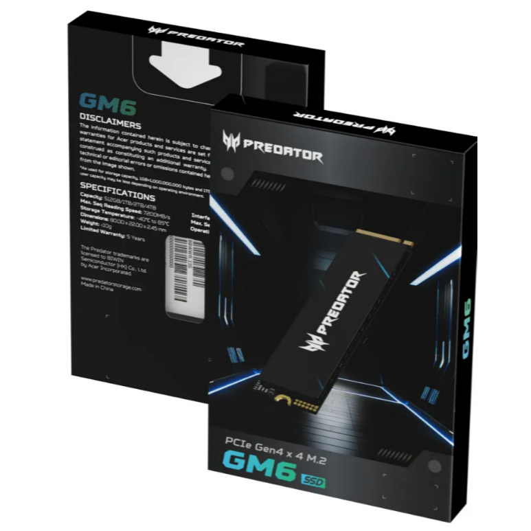 Acer Predator GM6 PCIe Gen4×4 M.2 2280 1TB / 2TB / 4TB Performance
