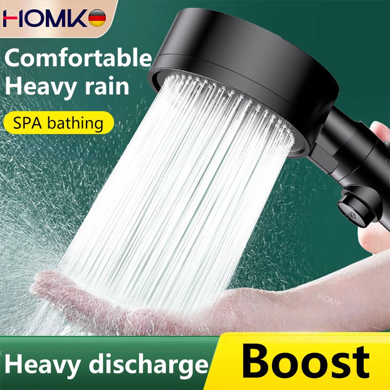 HOMK 5 Mode High Pressure Shower Head Set Handheld Turbo Water Saving ...