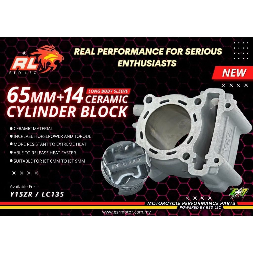RED LEO RACING BLOCK KIT LC135 Y15ZR Y16ZR 65MM 63MM BODY LONG SLEEVE ...