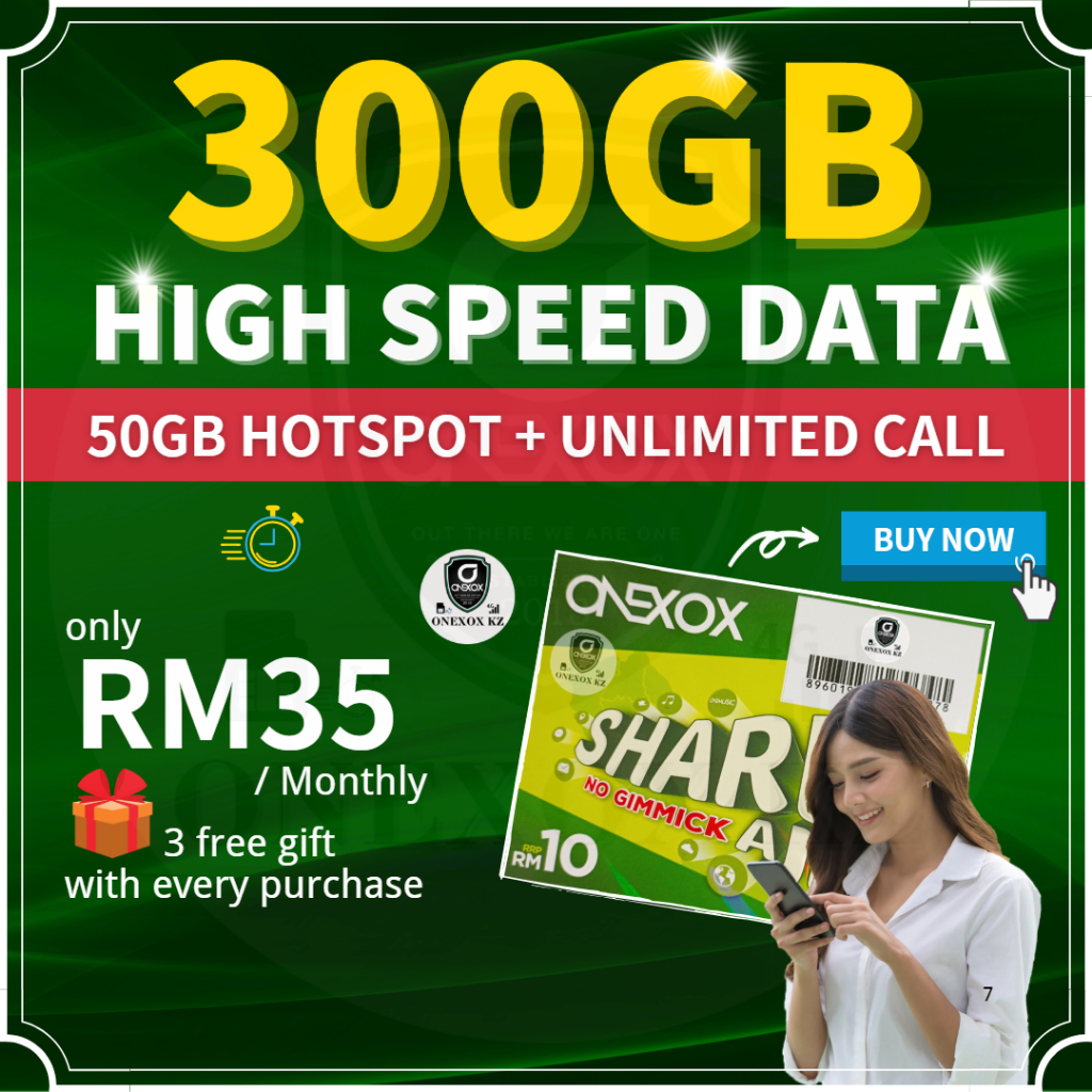 Onexox Simcard Xox Sim Card Prepaid 300GB Internet Data Unlimited Call ...