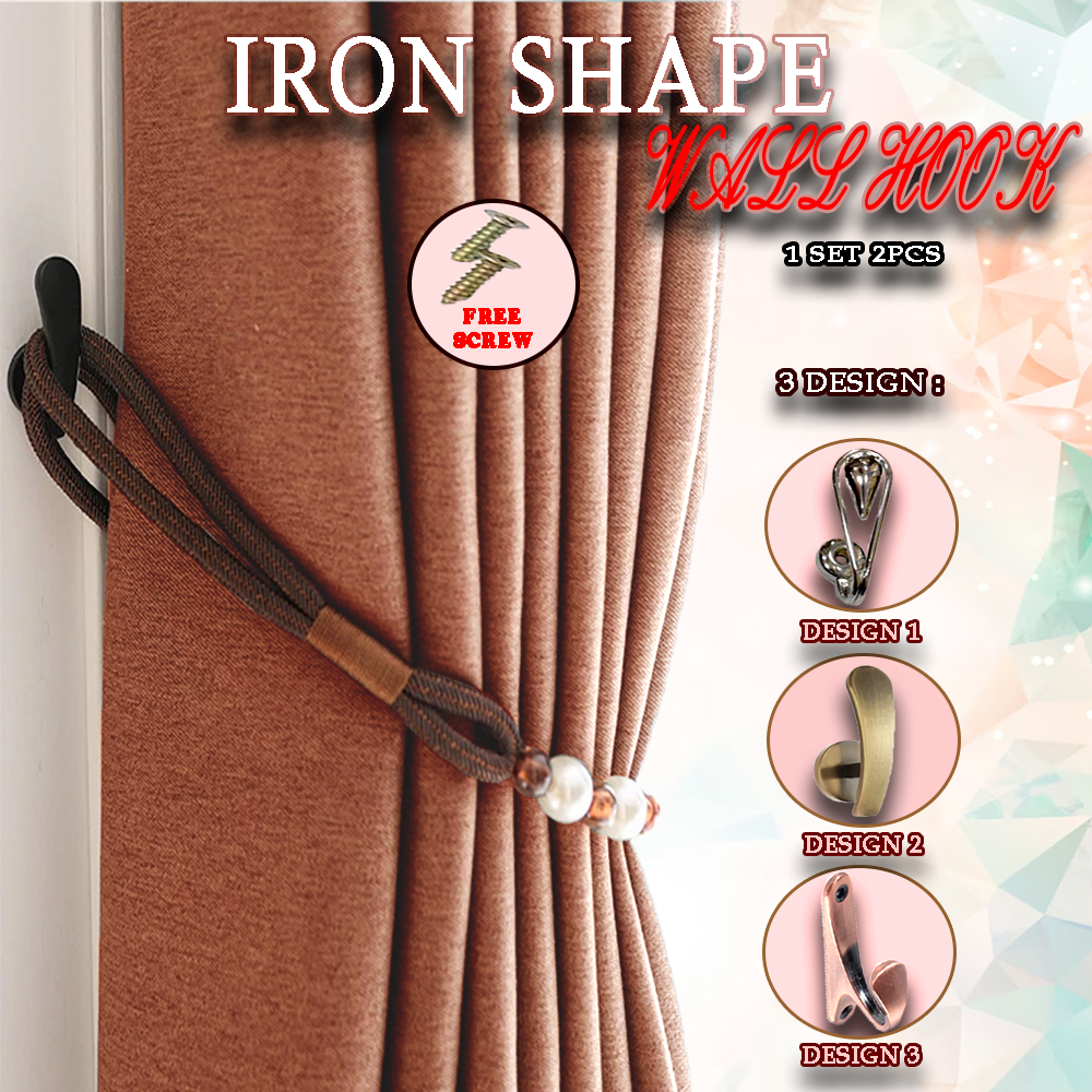 (P2) Tear Shape Tieback Wall Hook Curtain Side 1 Pair / Accessories ...