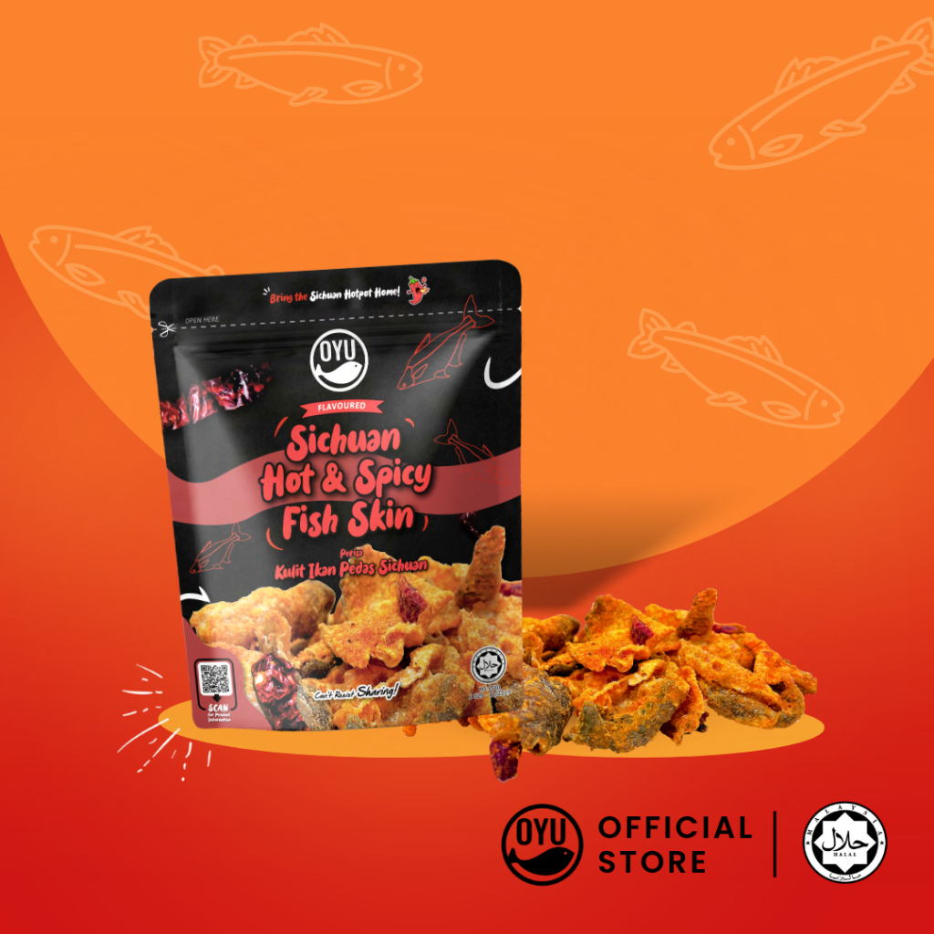 OyuFish Sichuan Hot & Spicy Snack Mala Fish Skin (70g) [现货] 四川麻辣炸鱼皮 (70 ...