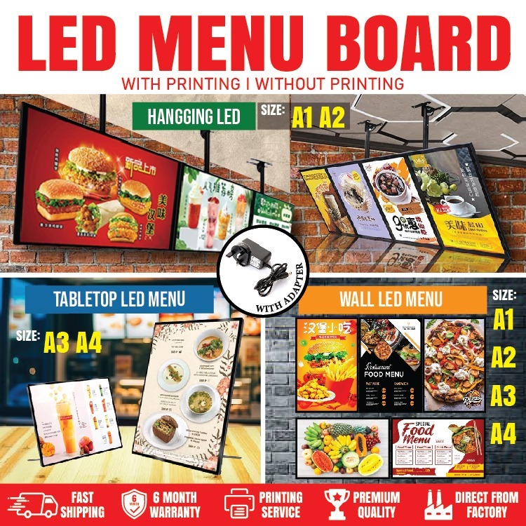 LED Menu Board/LED Display Board/LED Lightbox/LED Signage/Slim Lightbox ...