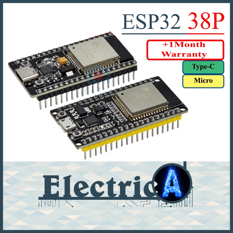 (+1Month Warranty) ESP32 38-pin (WIFI + Bluetooth) IoT Lua Board NODEMCU ESP-WROOM-32 ESP-32 38p 38pin [ElectricA]