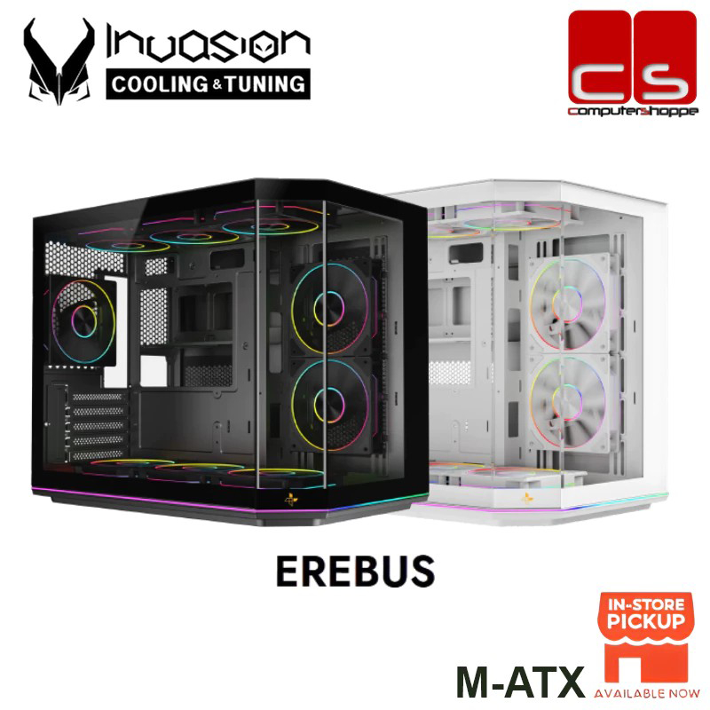INVASION EREBUS M-ATX PC CASE WITH 6 ARGB FLASHLUX FAN (WHITE & BLACK ...