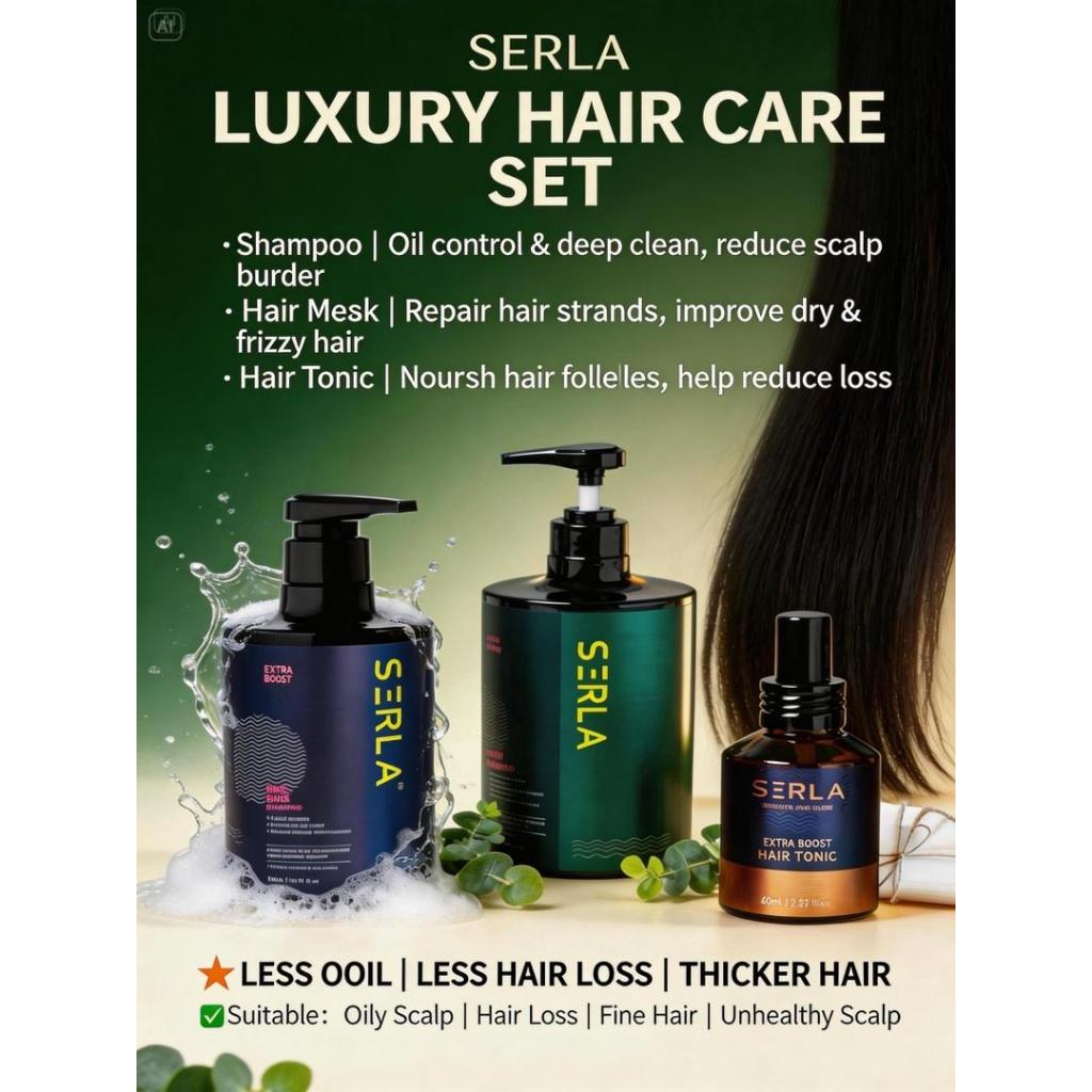 SERLA 4in1 Hair Loss Care Set | Stop Hair Fall + Regrow + Oil Control ...