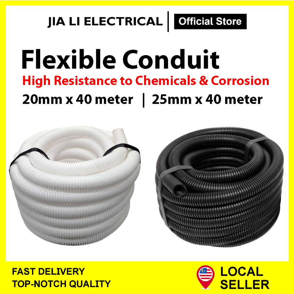 SUPERFLEX Heavy Duty Corrugated Pipe 20mm/25mm Flexible Conduit (40M ...
