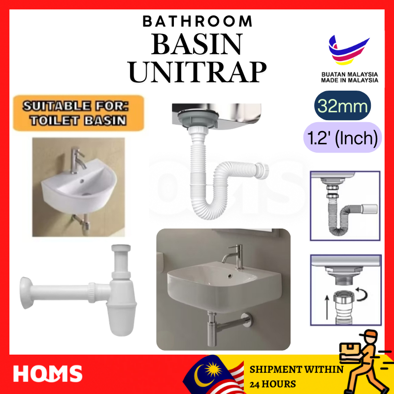 HOMS Bathroom Basin Unitrap Bottle Trap Basin Pipe Thread PVC Flexible ...