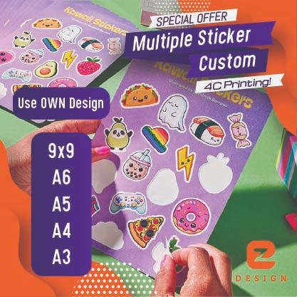Multiple dieline sticker cheap murah Mirrorcote normal sticker Custom ...